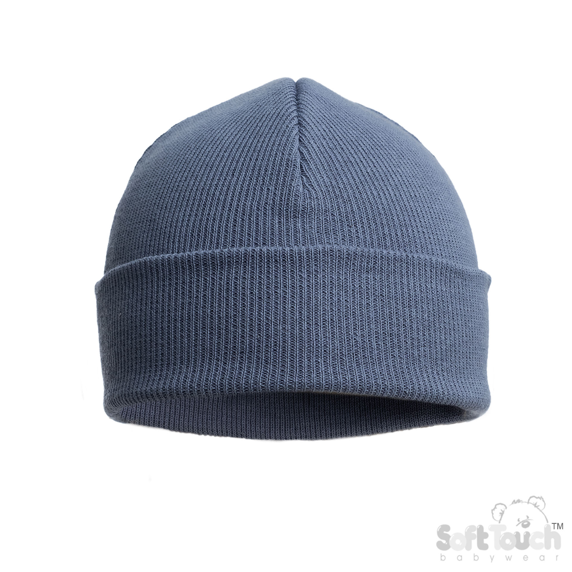 Dusty Blue Infants (NB-12m) Cotton Beanie Hat : H704-C-DB