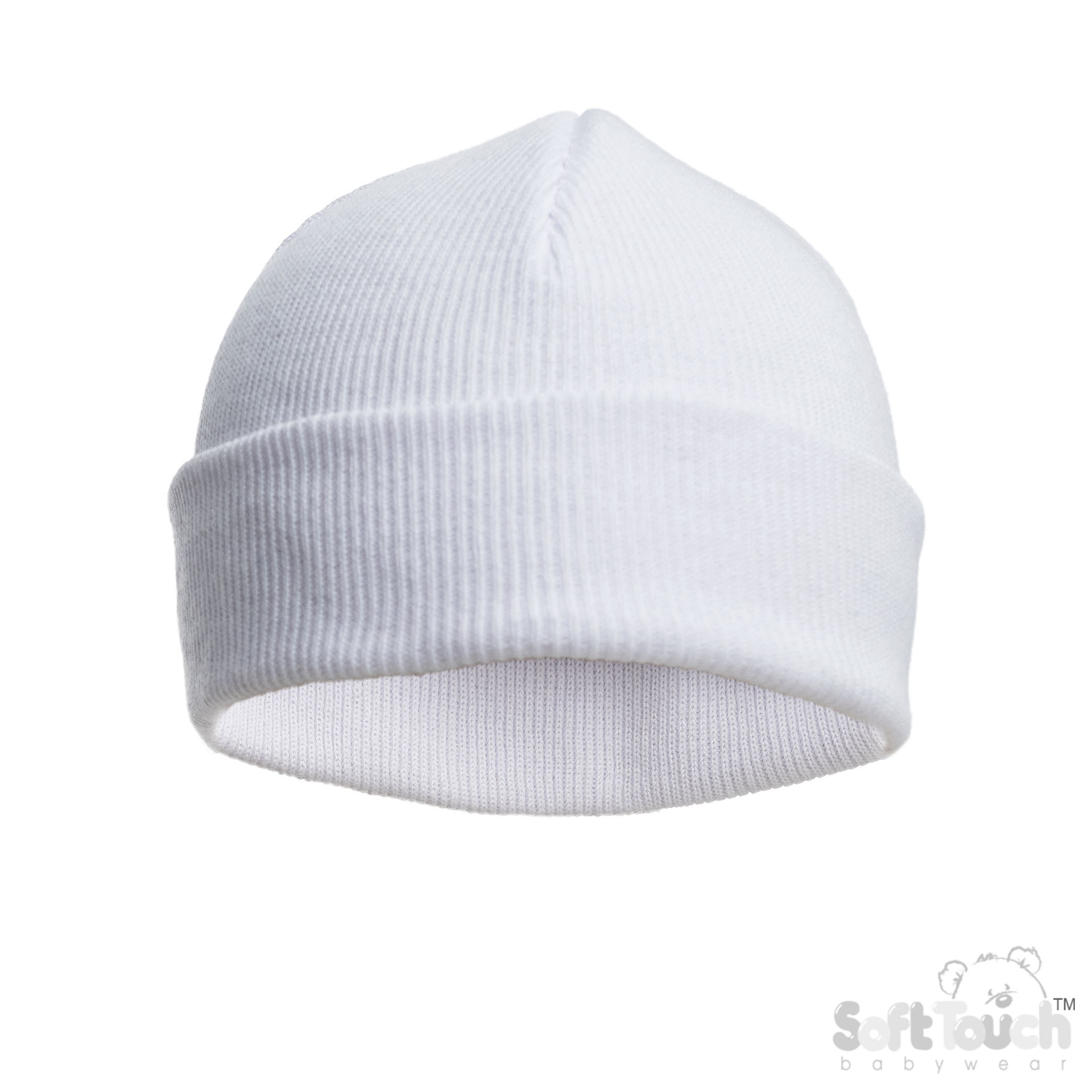 White Infants (NB-12m) Cotton Beanie Hat : H704-C-W