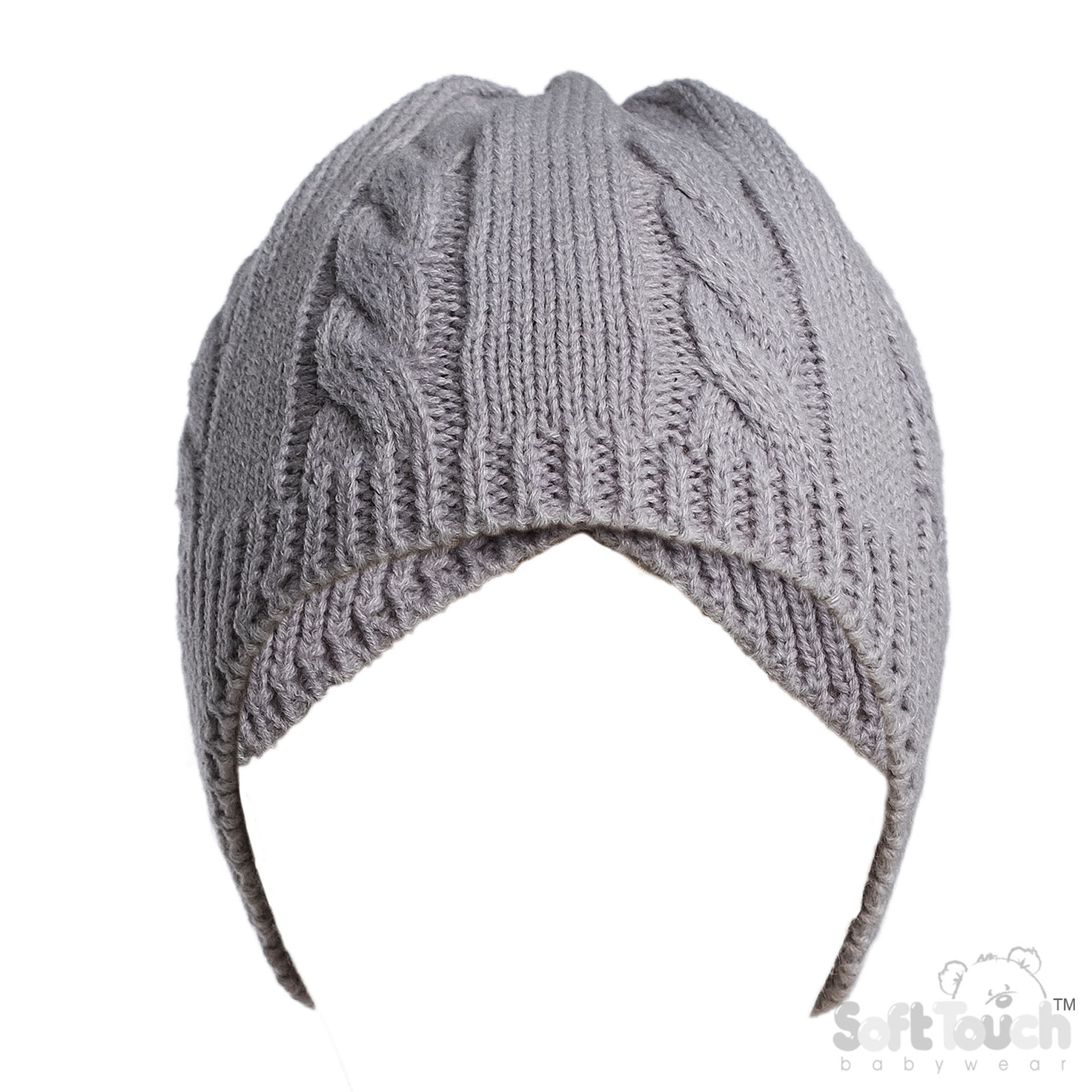 Grey Infants (NB-12m) Acrylic Cable Knit Hat : H706-G