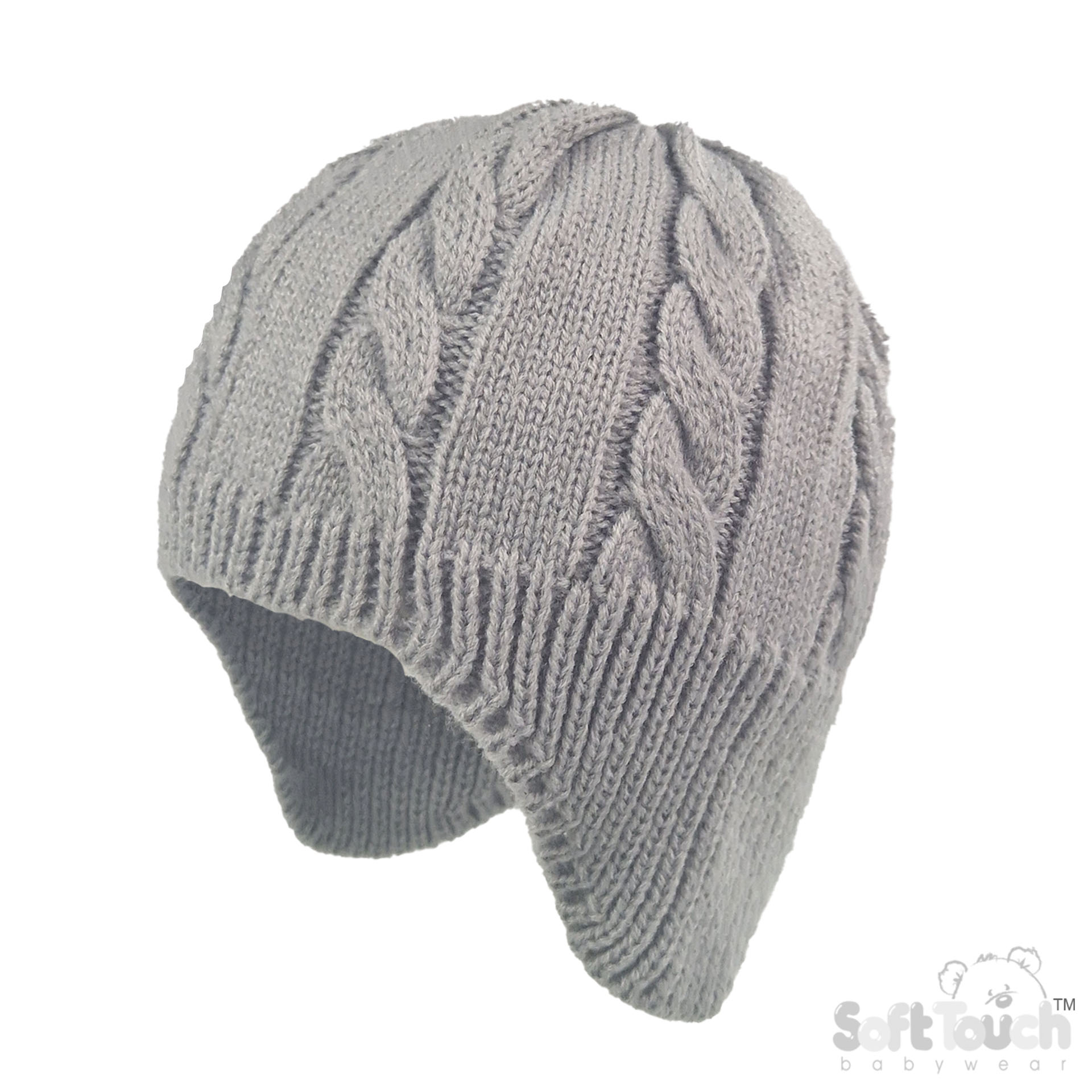 Grey Infants (NB-12m) Acrylic Cable Knit Hat : H706-G