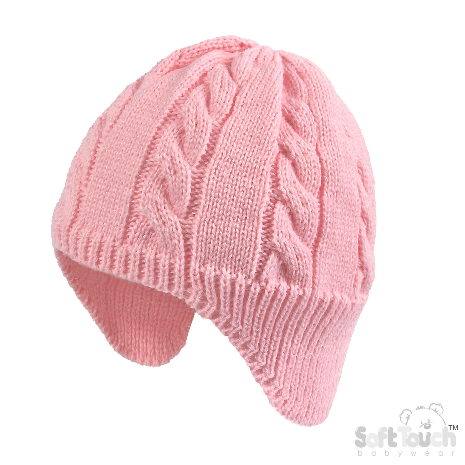 Pink Infants (NB-12m) Acrylic Cable Knit Hat : H706-P