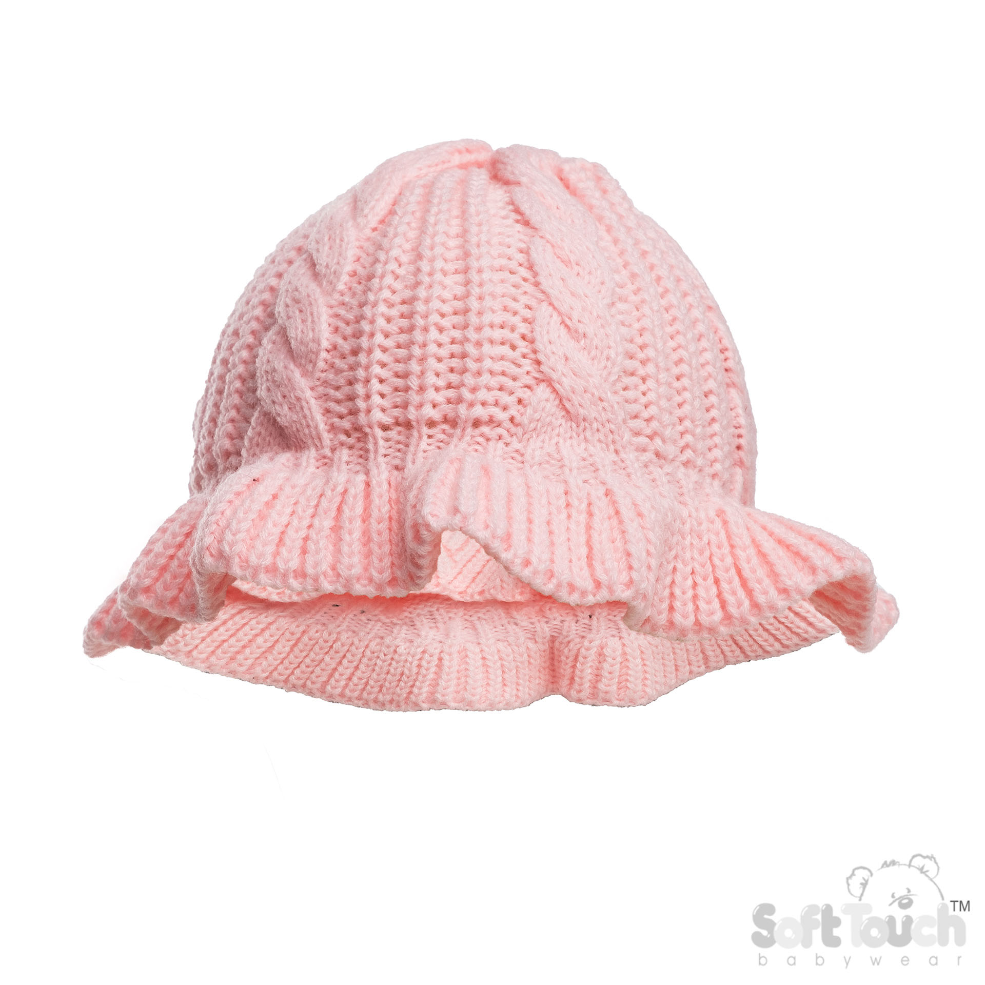 Pink Infants (NB-12m) Acrylic Cable Knit Bucket Hat : H708-P