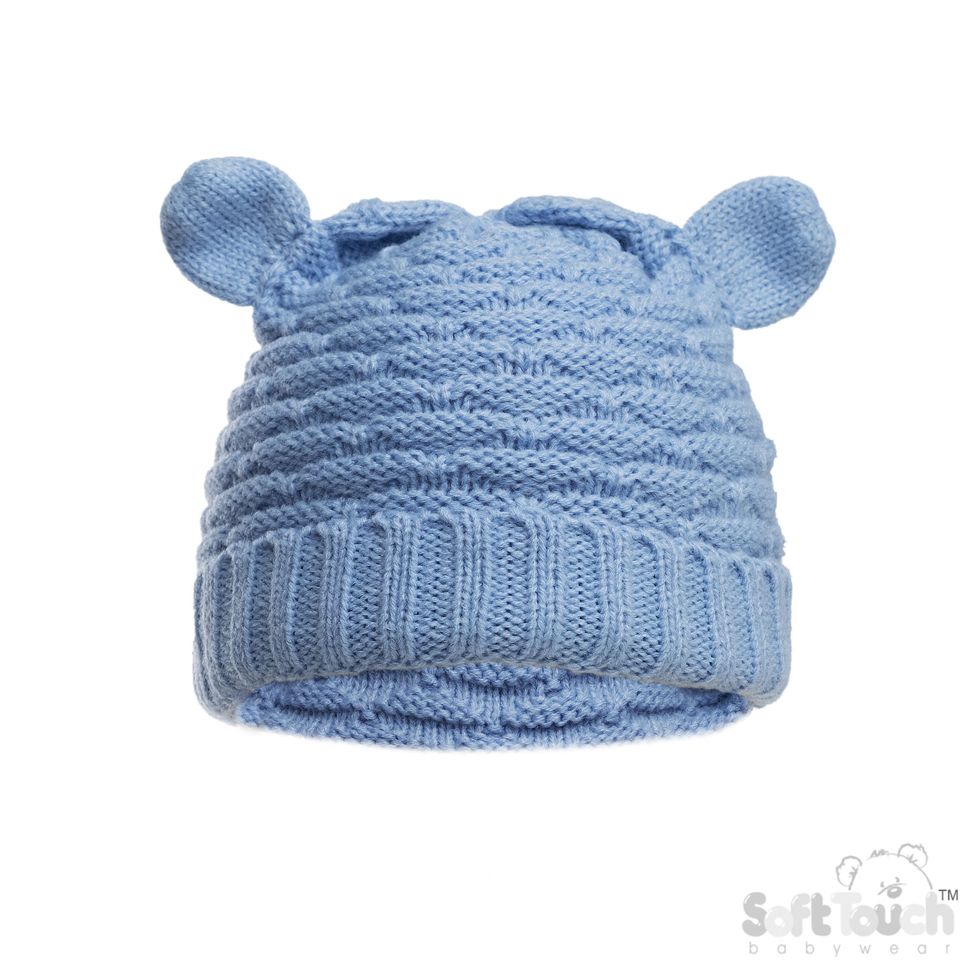 Blue Infants (NB-12m) Acrylic Cable Knit Hat w/Ears: H710-B