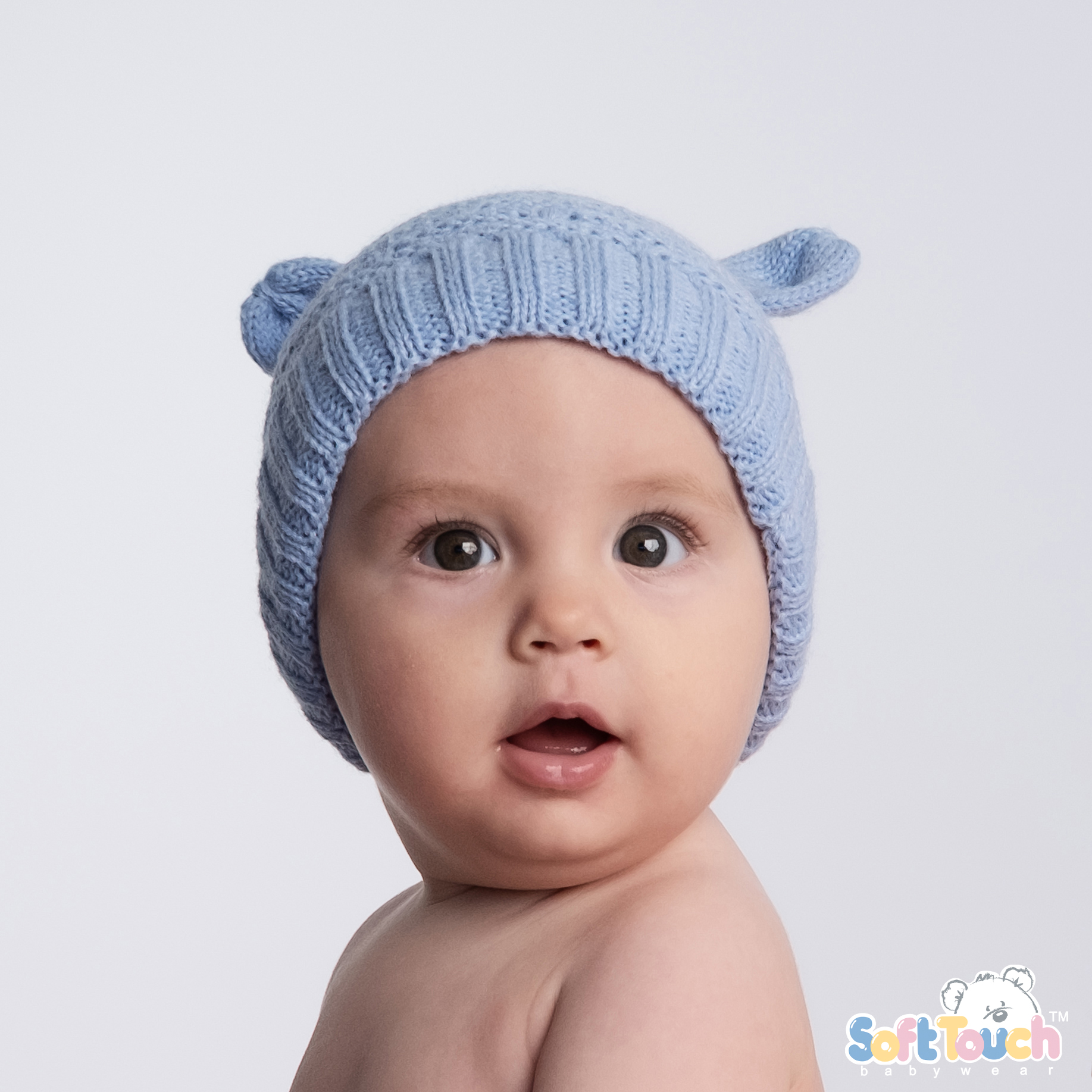 Blue Infants (NB-12m) Acrylic Cable Knit Hat w/Ears: H710-B
