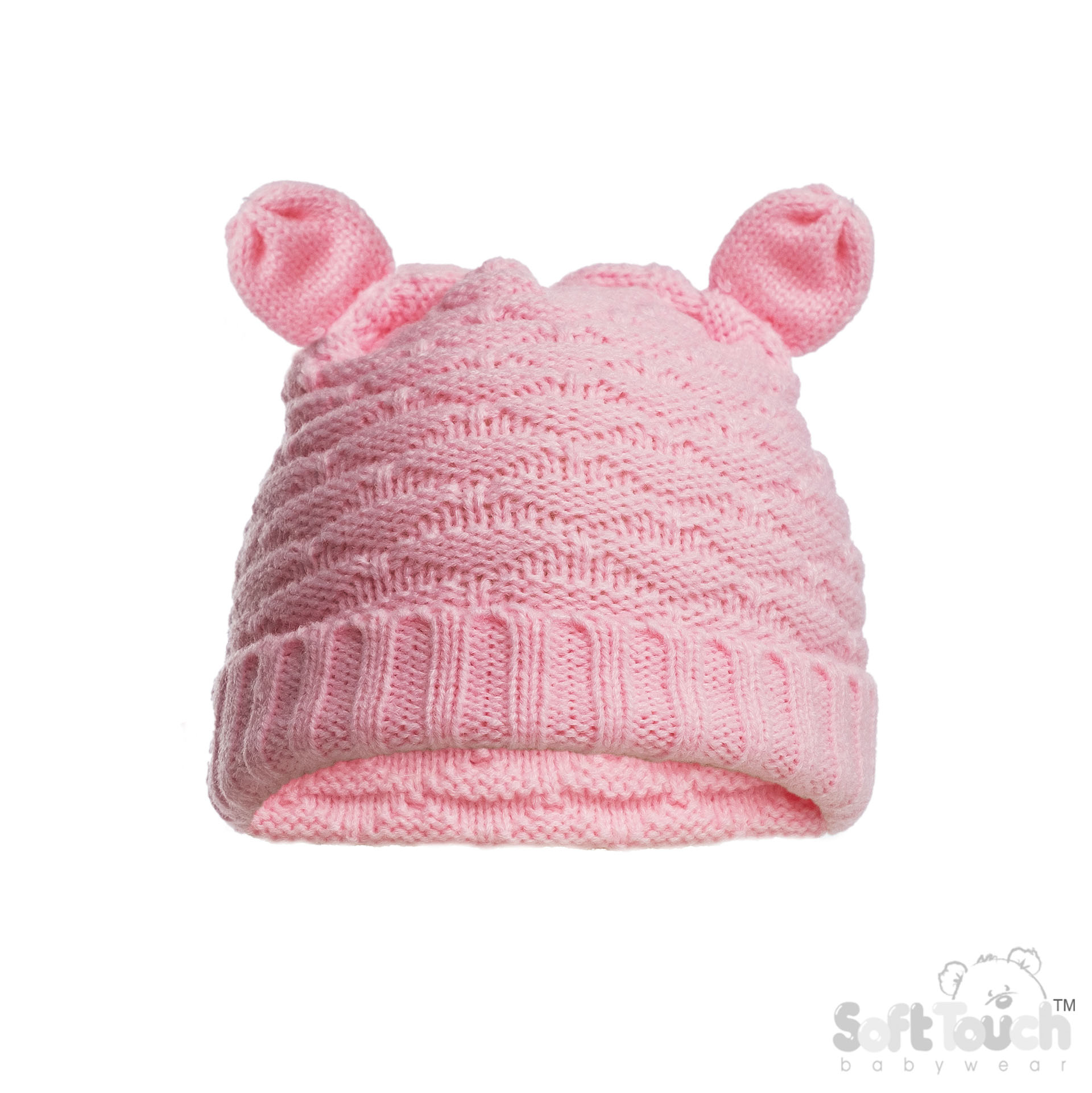 Pink Infants (NB-12m) Acrylic Cable Knit Hat w/Ears: H710-P