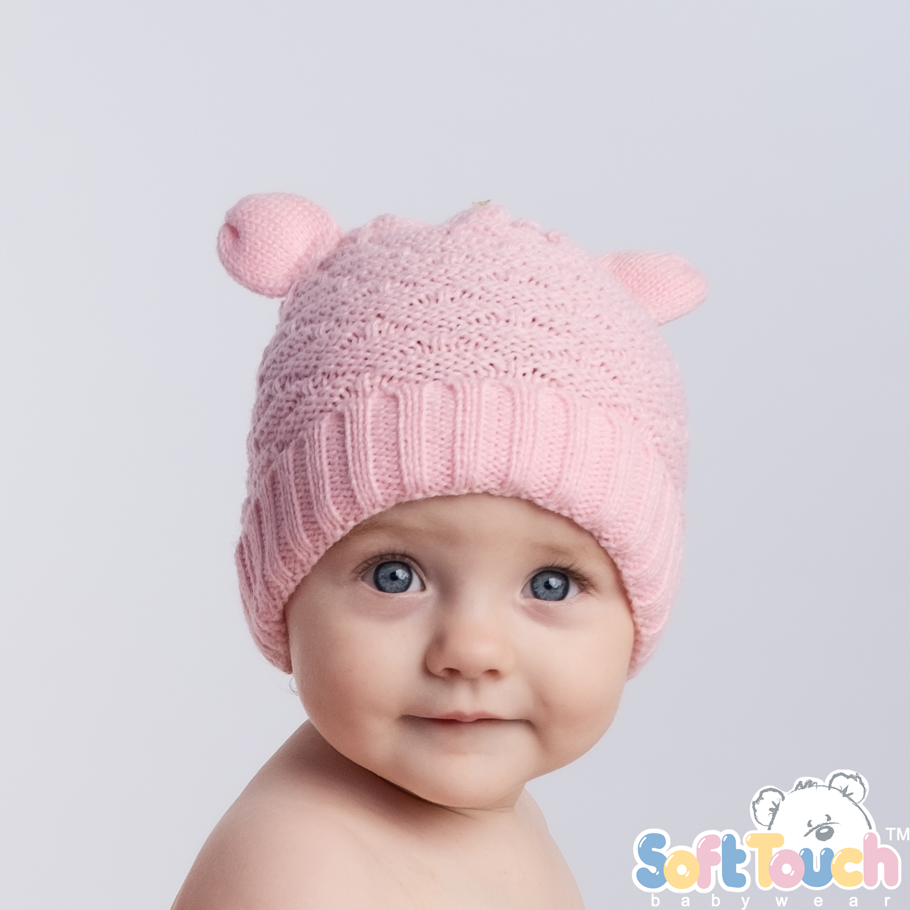 Pink Infants (NB-12m) Acrylic Cable Knit Hat w/Ears: H710-P