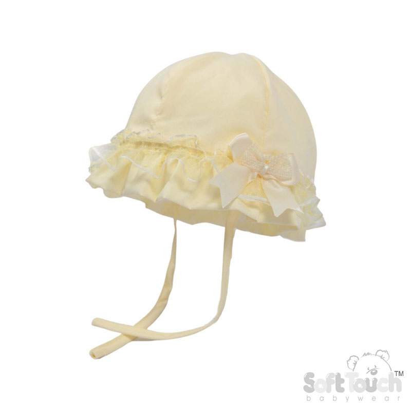 Plain Lemon Summer Hat w/Lace & Bow No. H72-LEM