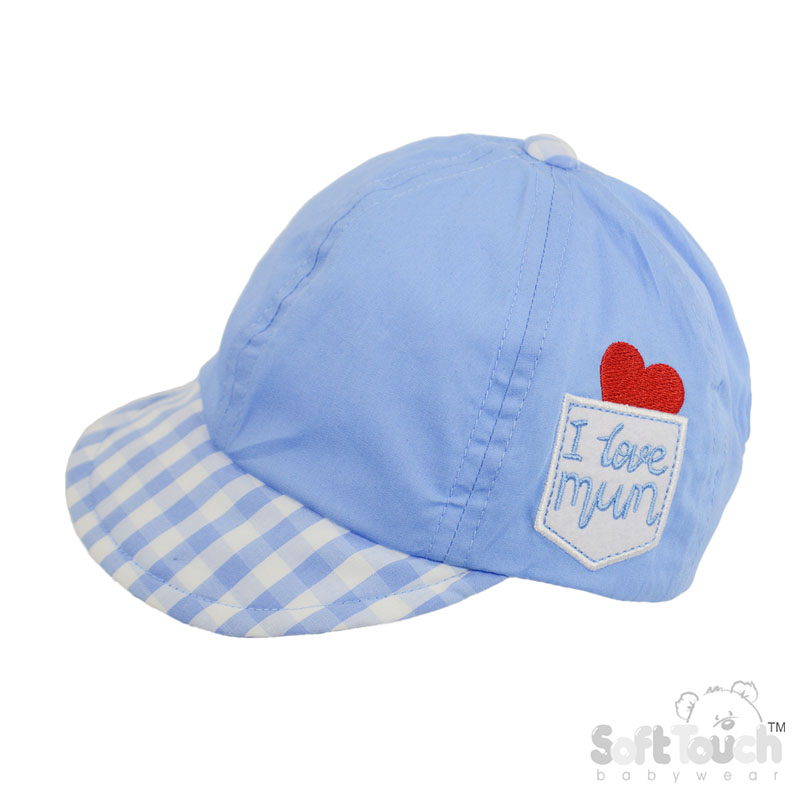 Blue Summer Cap w/'I Love Mum ' Emb' No. H74-B