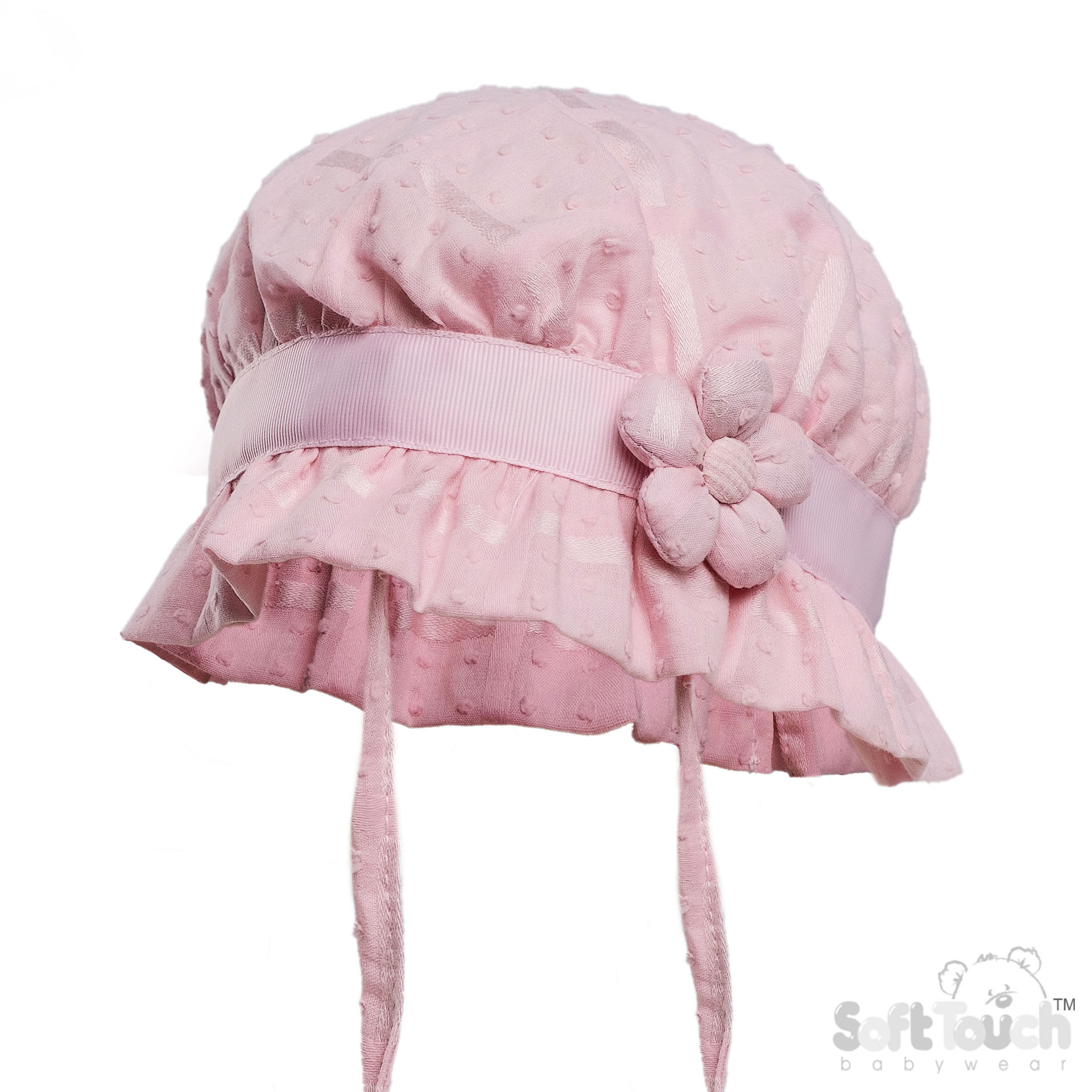 Pink Dotty Summer Hat w/Flower No. H78-P