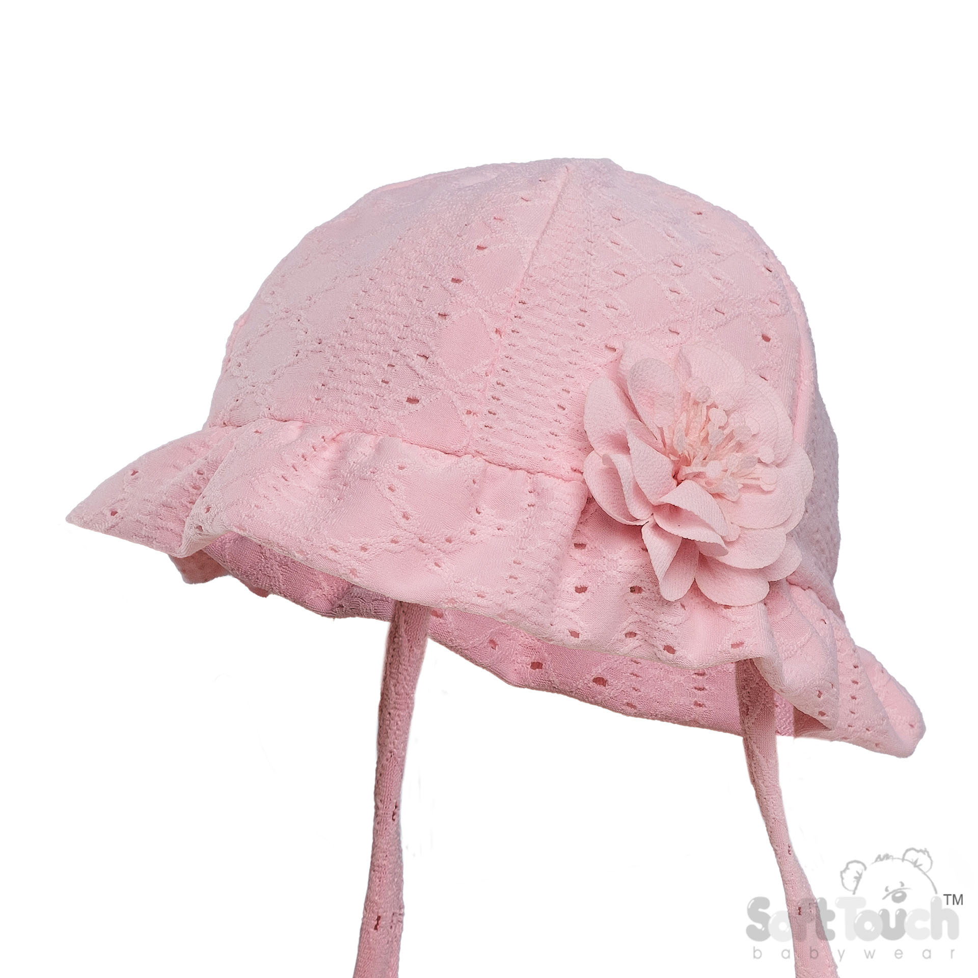 Pink Broidery Anglais Hat w/Flower No. H80-P