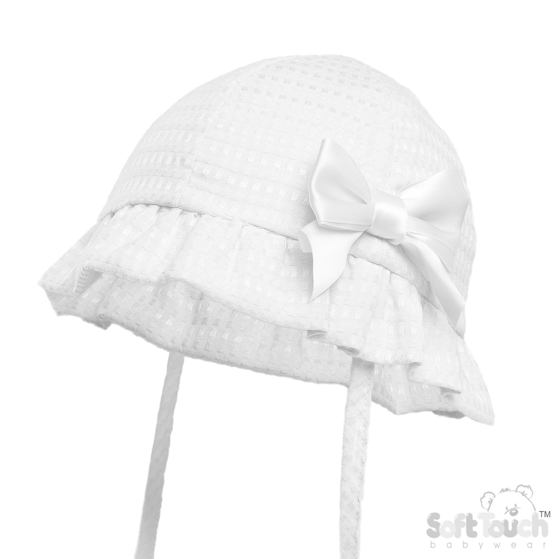 White Checked Hat w/Bow No. H82-W