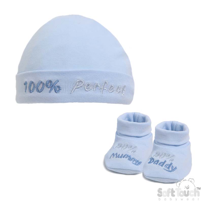 Blue Baby Hat & Bootee Set - 50% M/D: HB03-B