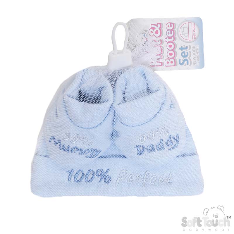 Blue Baby Hat & Bootee Set - 50% M/D: HB03-B