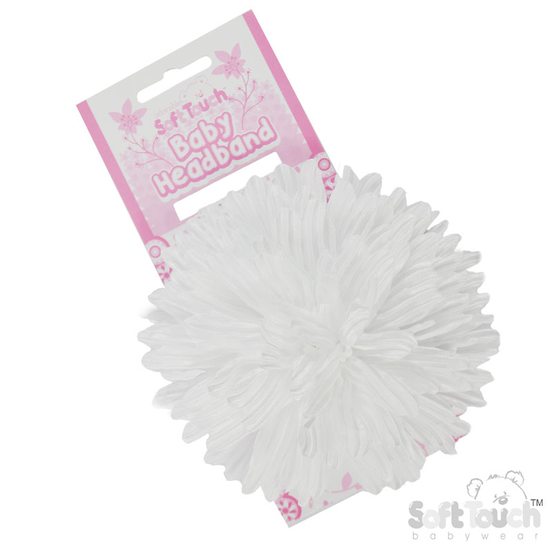 White Lace Headband w/Large Flower : HB100-W
