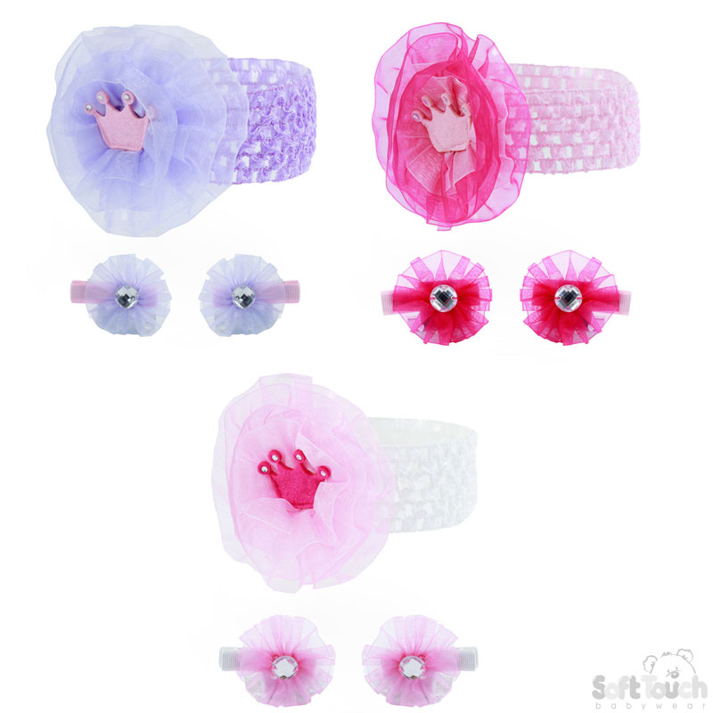 3 Pc Crown Headband & Clip Set HB106