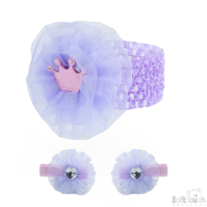 3 Pc Crown Headband & Clip Set HB106
