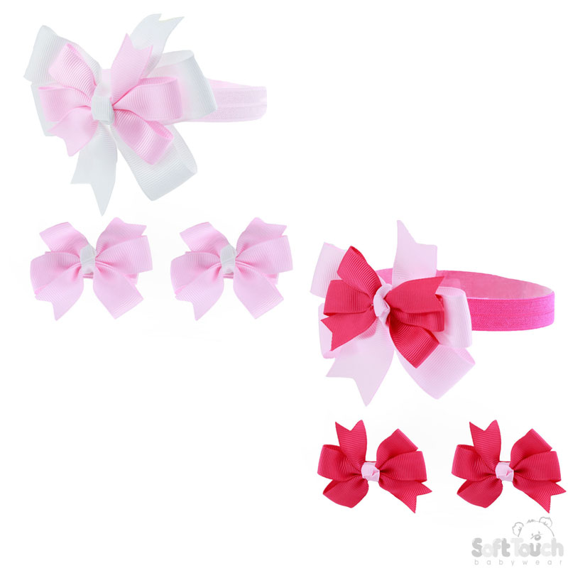 Headband & Clip Set W/Bows No. HB107