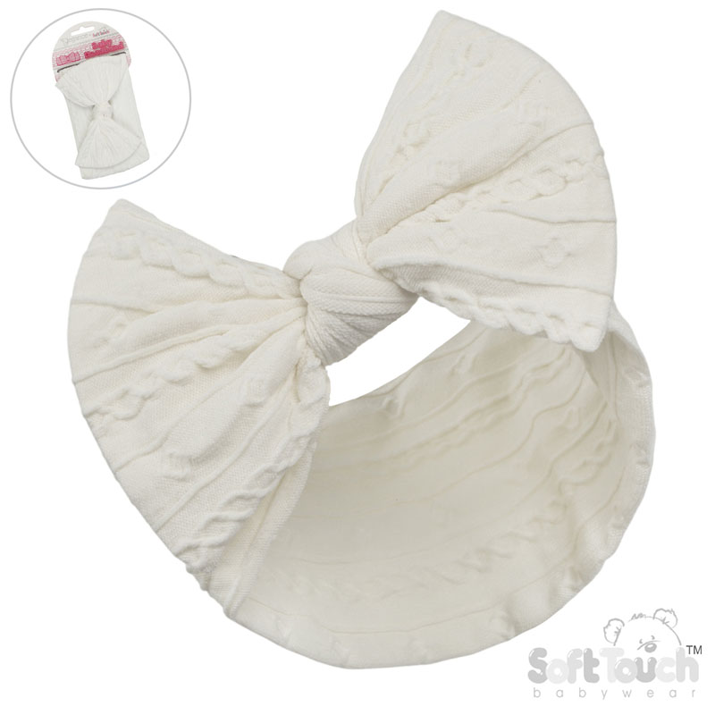 Cream Cable Headband w/Bow : HB112-C