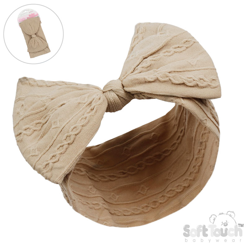 Coffee Cable Headband w/Bow : HB112-COF