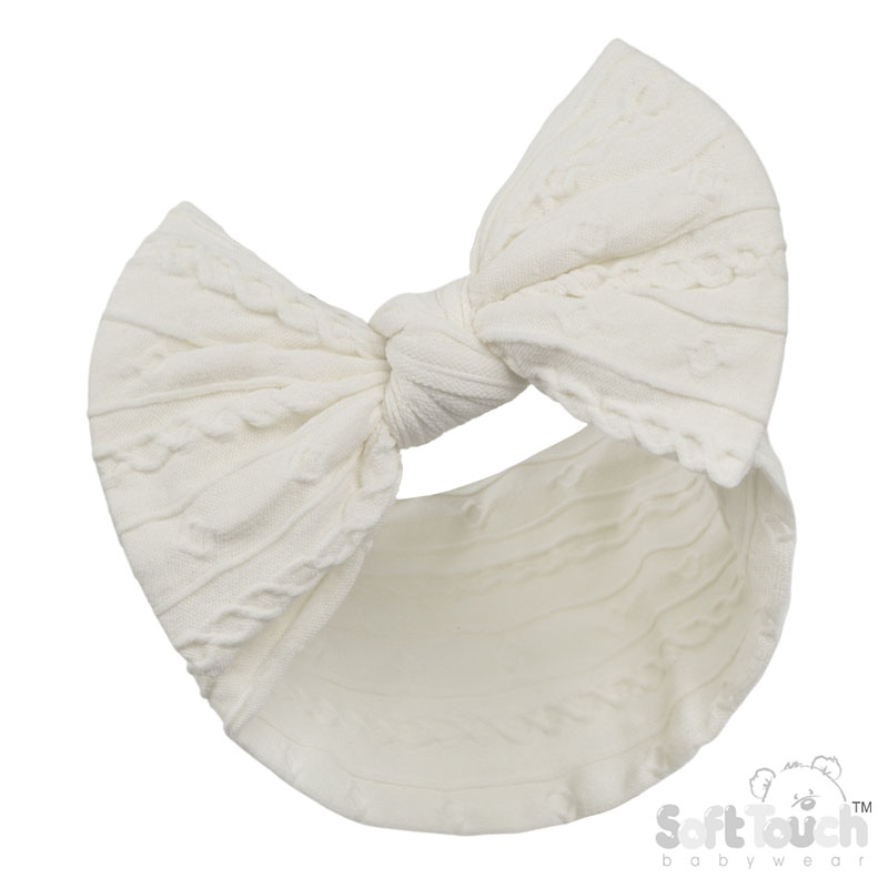 Cream Cable Headband w/Bow : HB112-C
