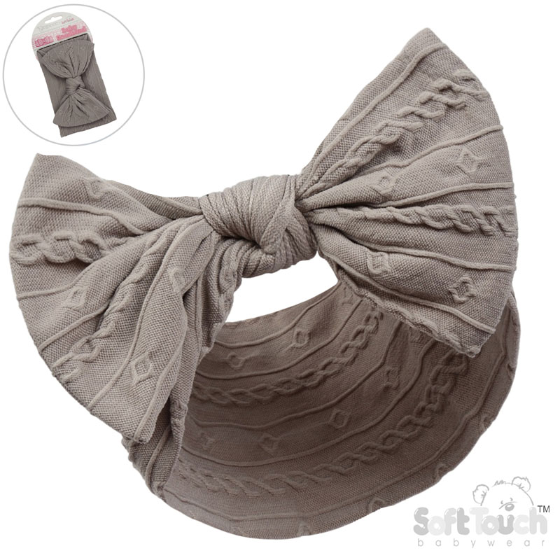 Grey Cable Headband w/Bow : HB112-G