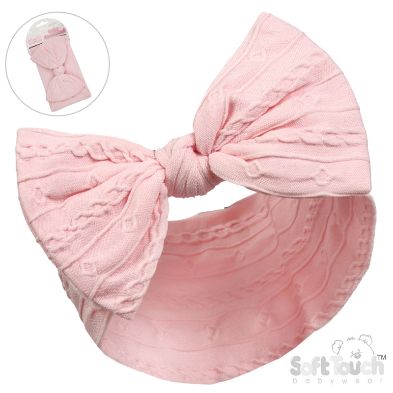 Pink Cable Headband w/Bow : HB112-P