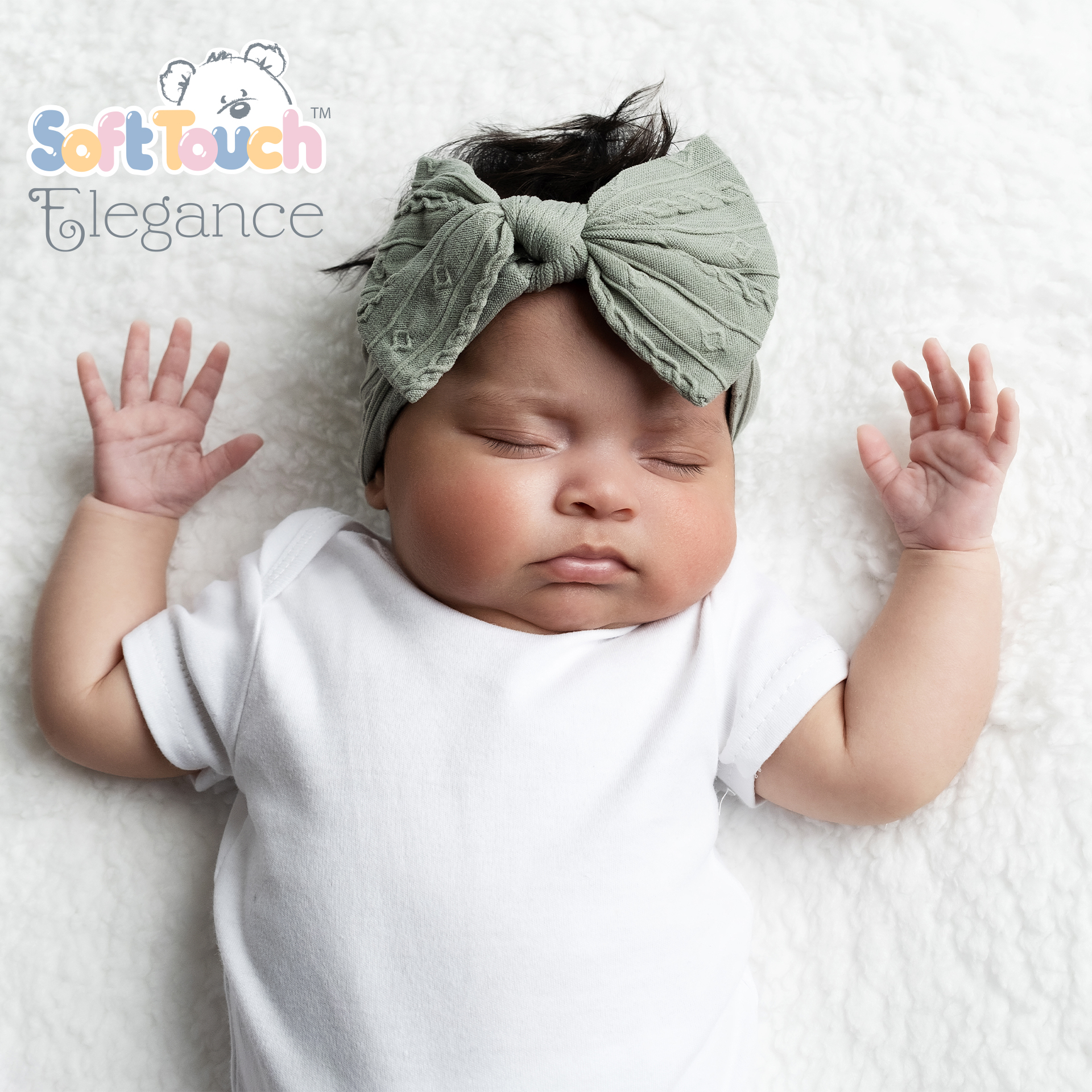 Sage Green Cable Headband w/Bow : HB112-SG
