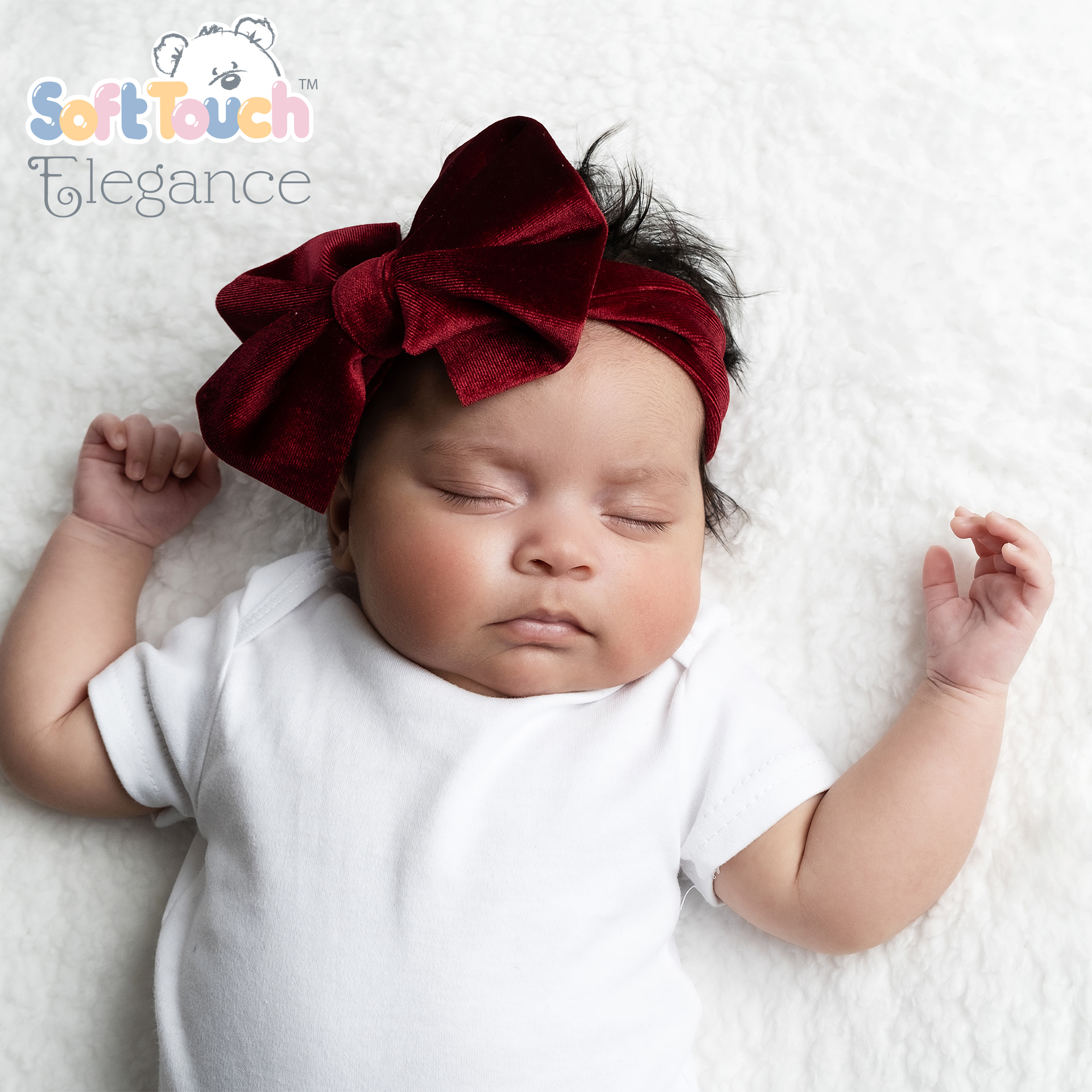 Burgundy Velour Headband w/Bow : HB114-BU