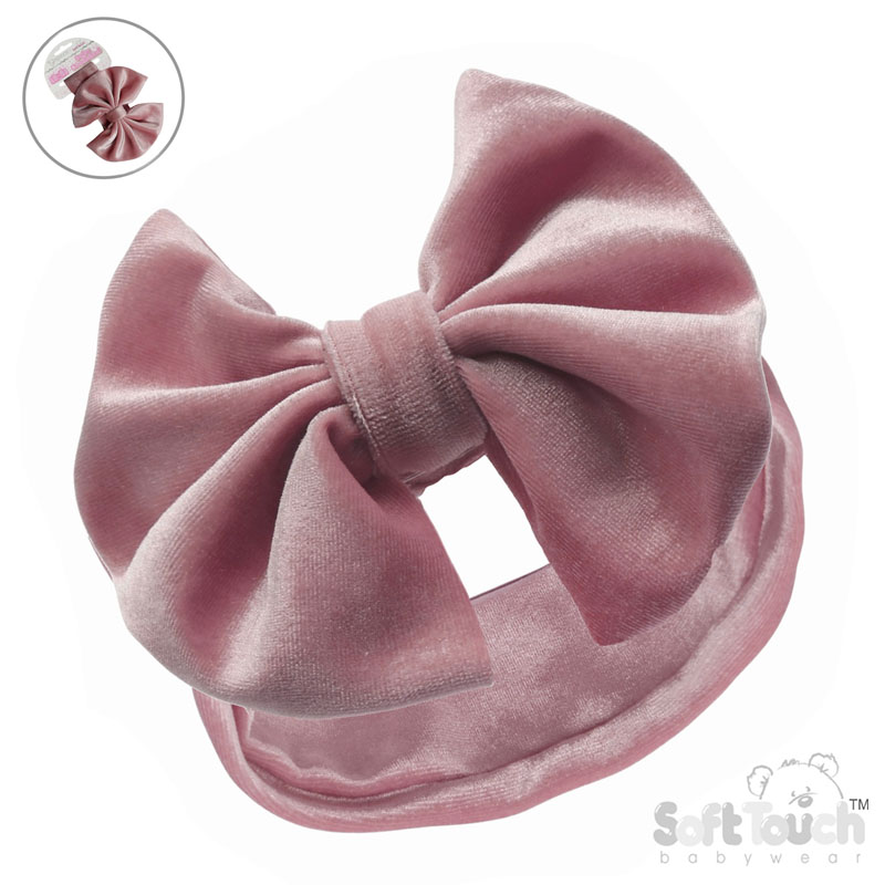 Rose Gold Velour Headband w/Bow : HB114-RO