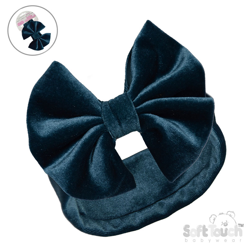 Teal Velour Headband w/Bow : HB114-T