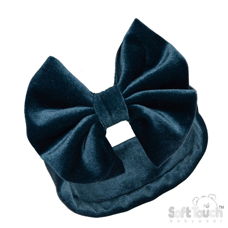 Teal Velour Headband w/Bow : HB114-T