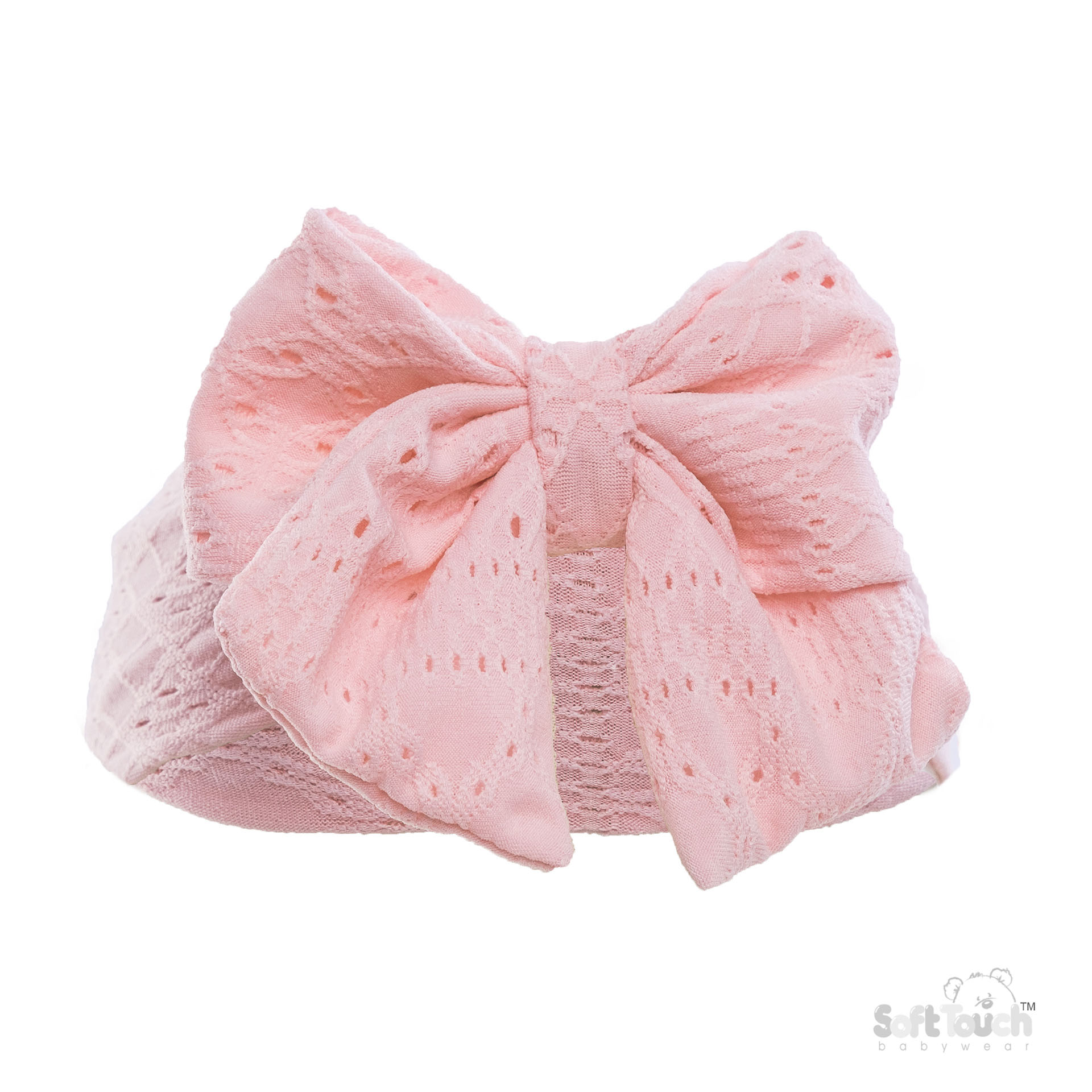 Pink Cable Headband w/Large Bow : HB118-P
