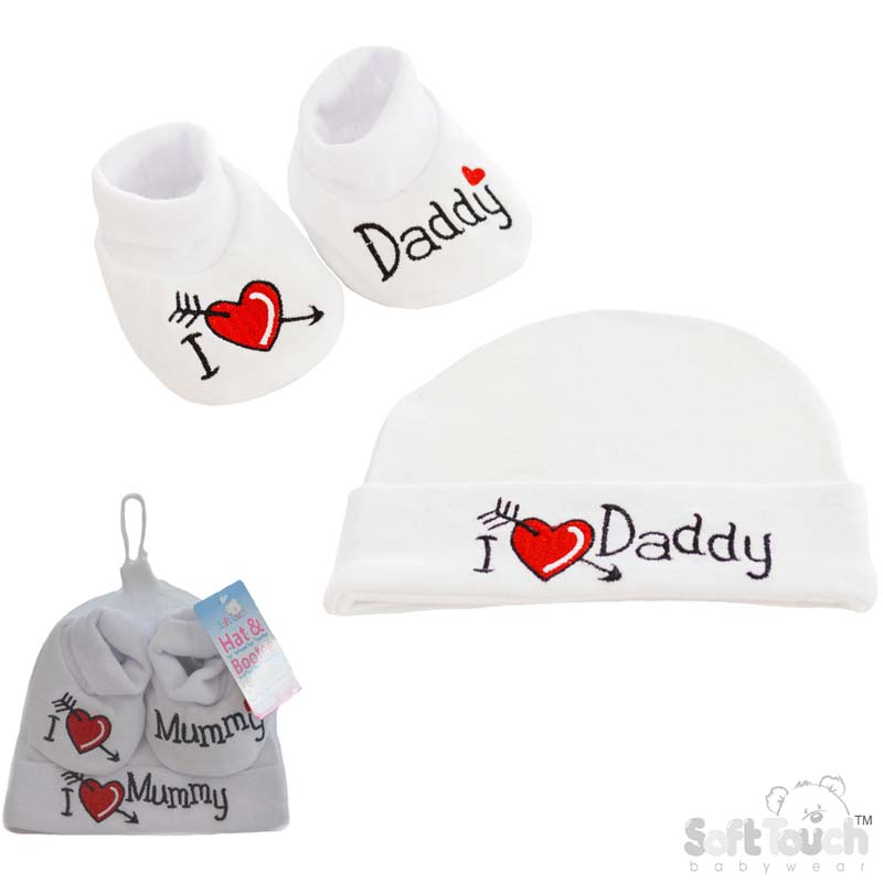Mum/Dad Baby Hat & Bootee Set No. HB12
