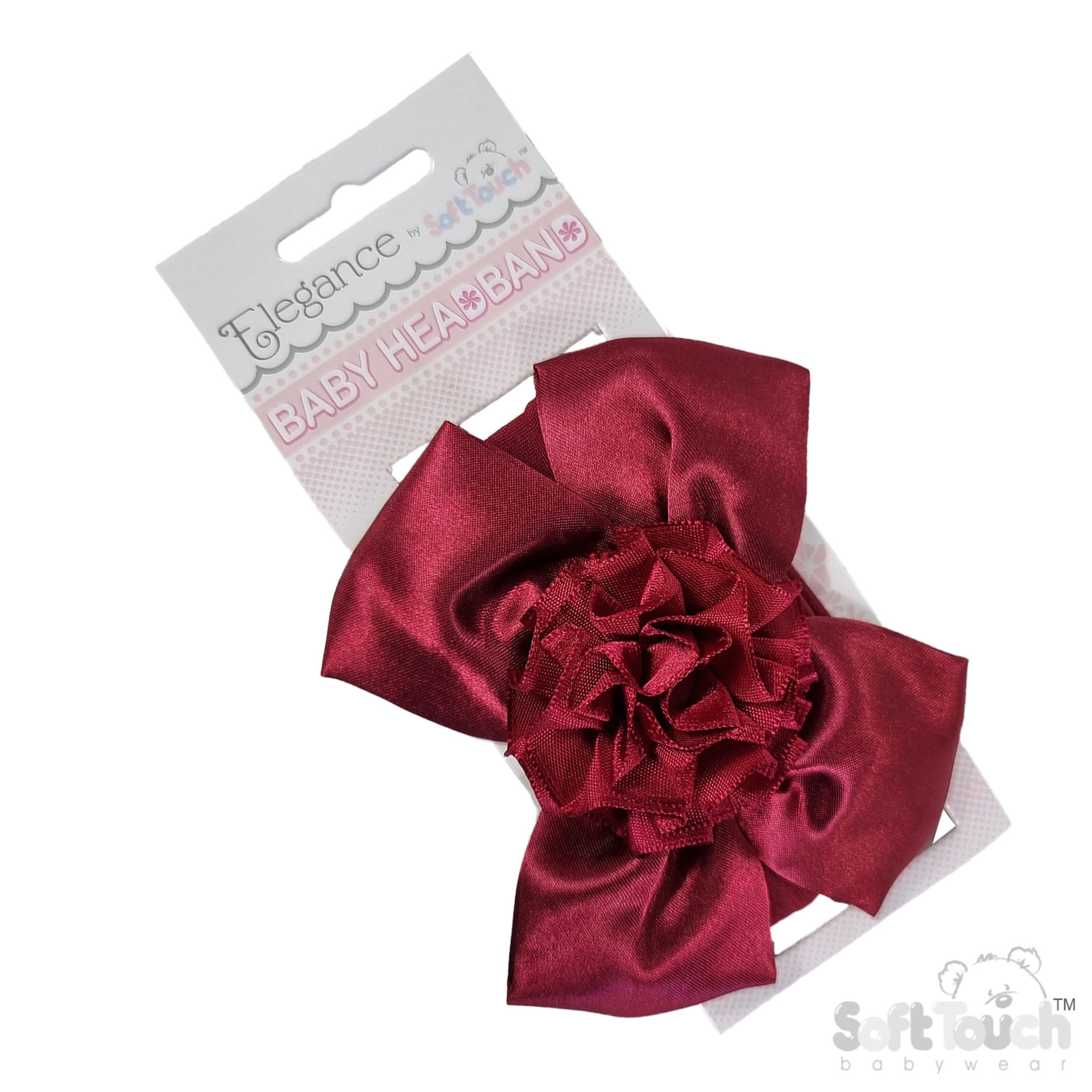 Burgundy Headband w/Bow & Flower : HB120-BU