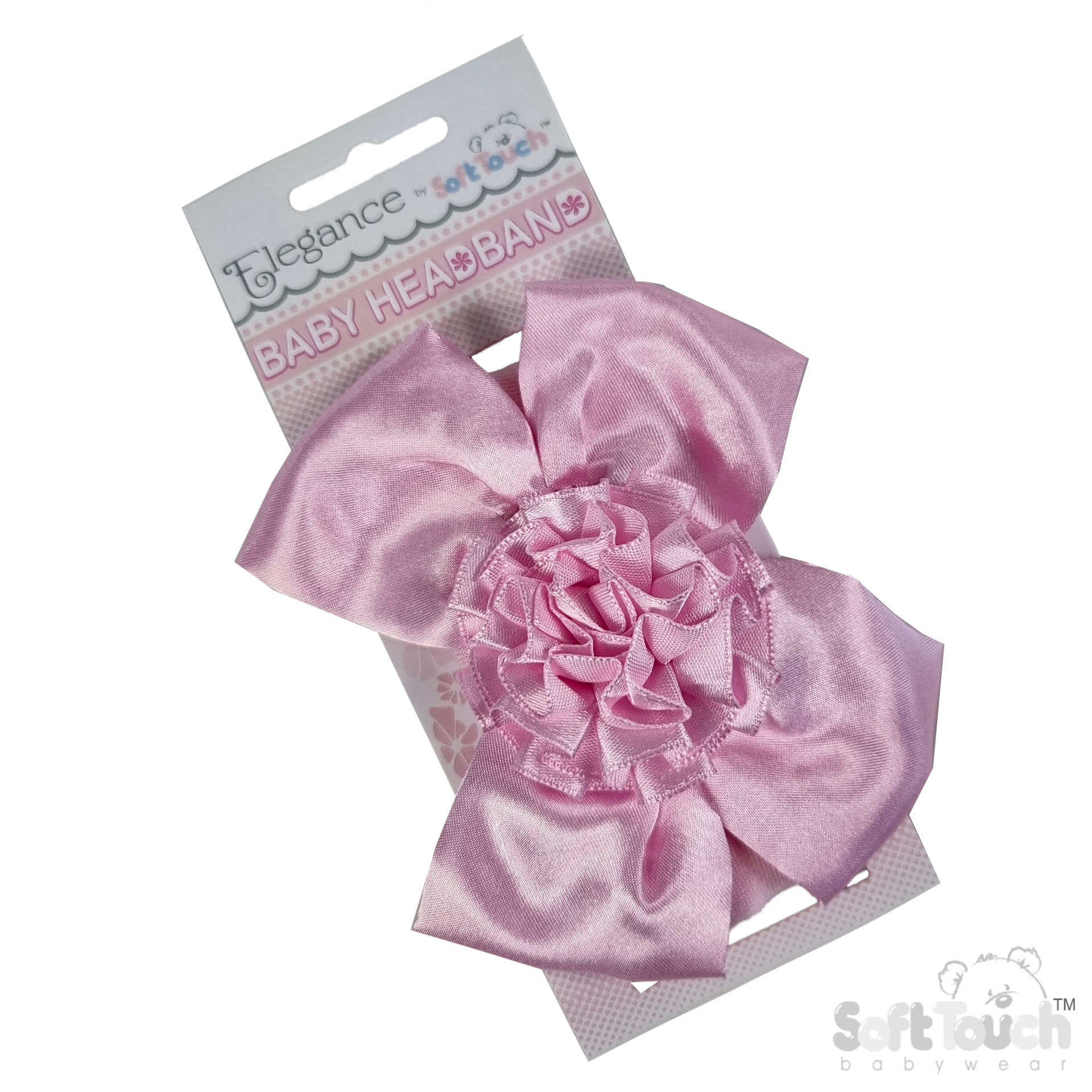 Pink Headband w/Bow & Flower : HB120-P