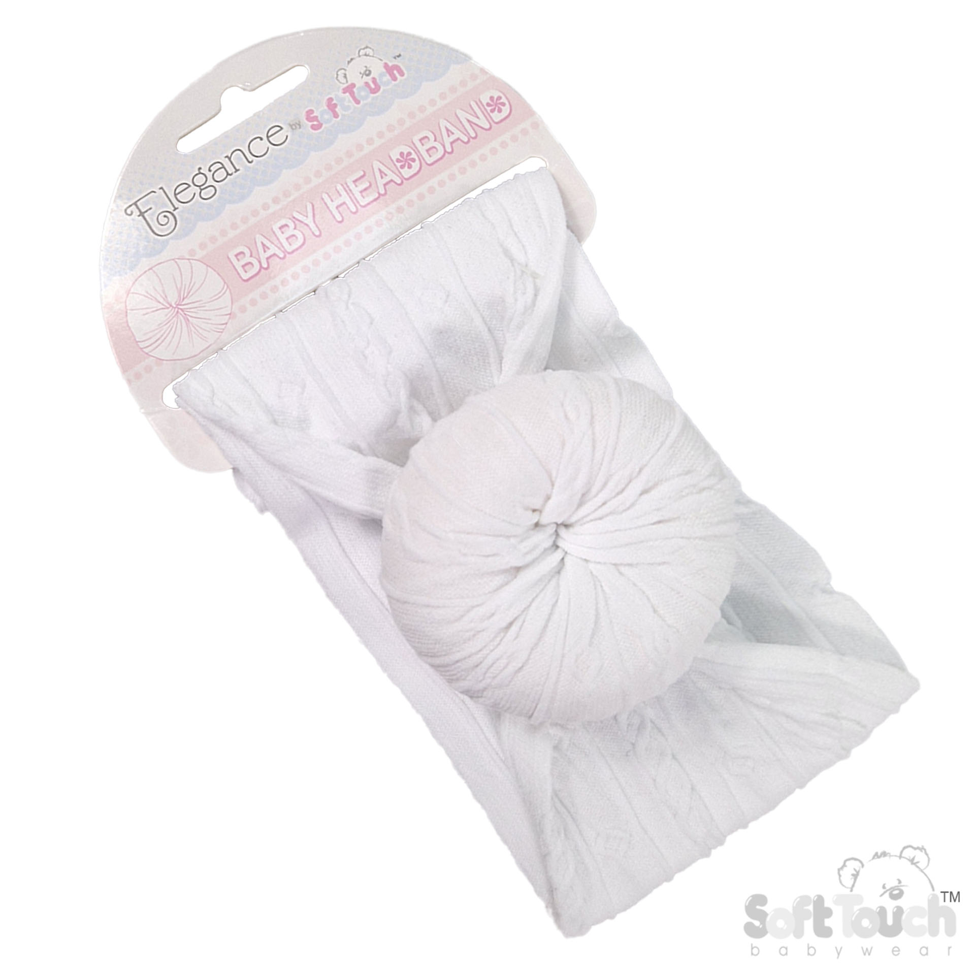 White Cable Headband w/Turban Knot : HB124-W