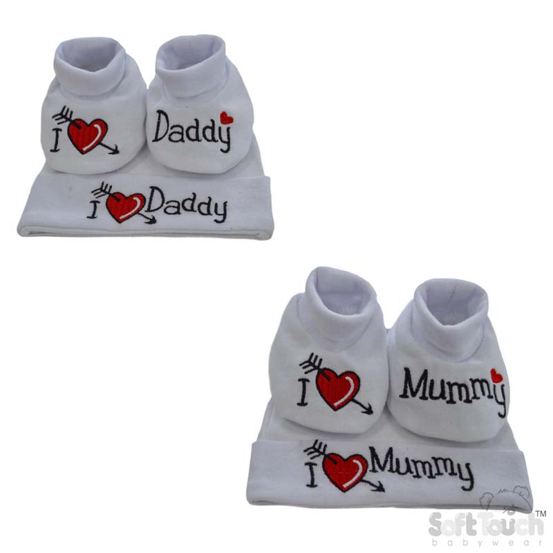 Mum/Dad Baby Hat & Bootee Set No. HB12