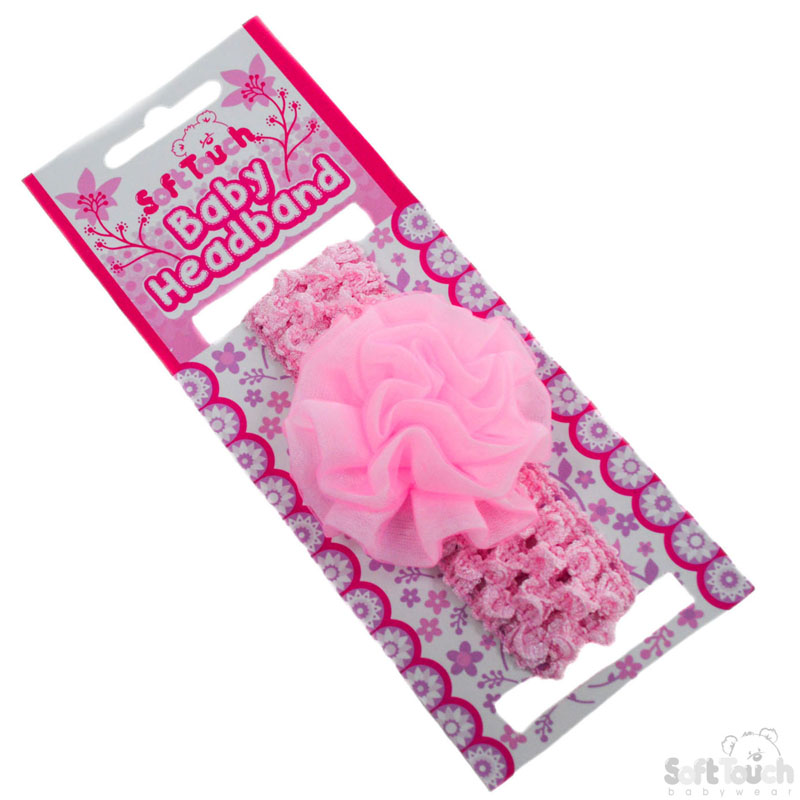 Pink Crochet Headband W/Flower No. HB40-P