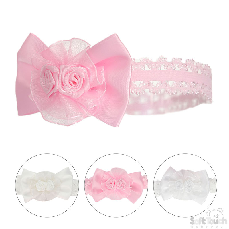 Infant Lace Headband W/Bow & FLower No. HB62