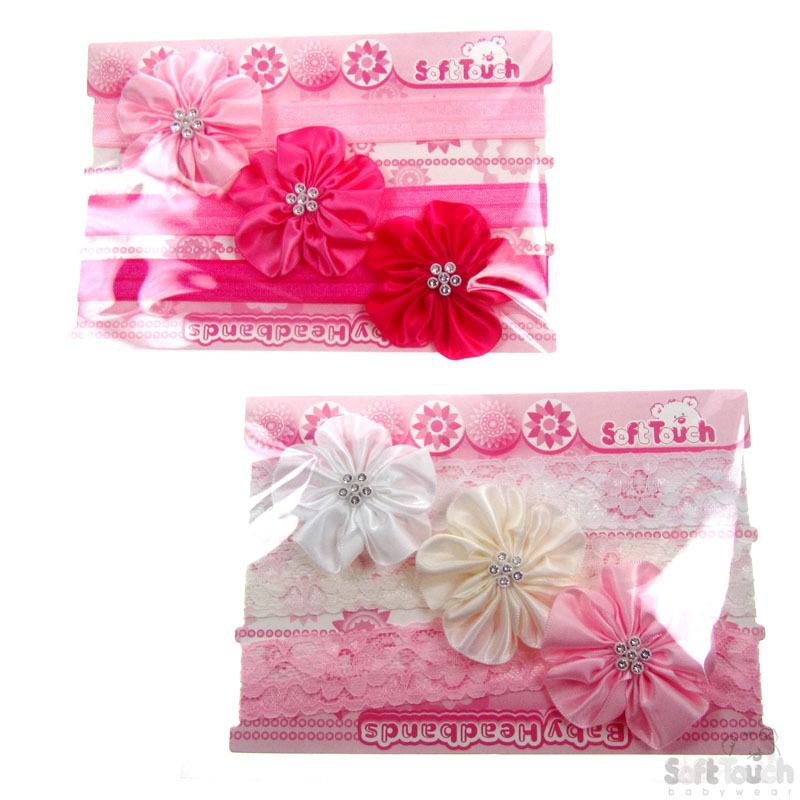 3 Pc Headband Set W/Flower & Gemstone No. HB64