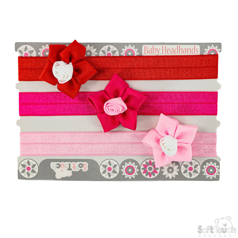 3 Pc Headband Set: Flower W/Rose No. HB67