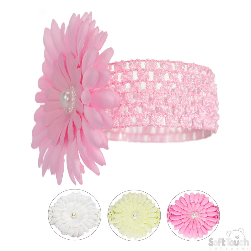 P/W Crochet Headband W/Sunflower No. HB68-17