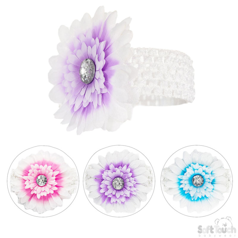 Crochet Headband W/Two Tone Flower No. HB73