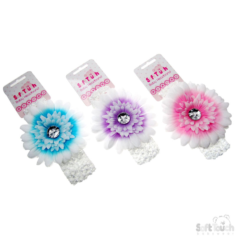 Crochet Headband W/Two Tone Flower No. HB73