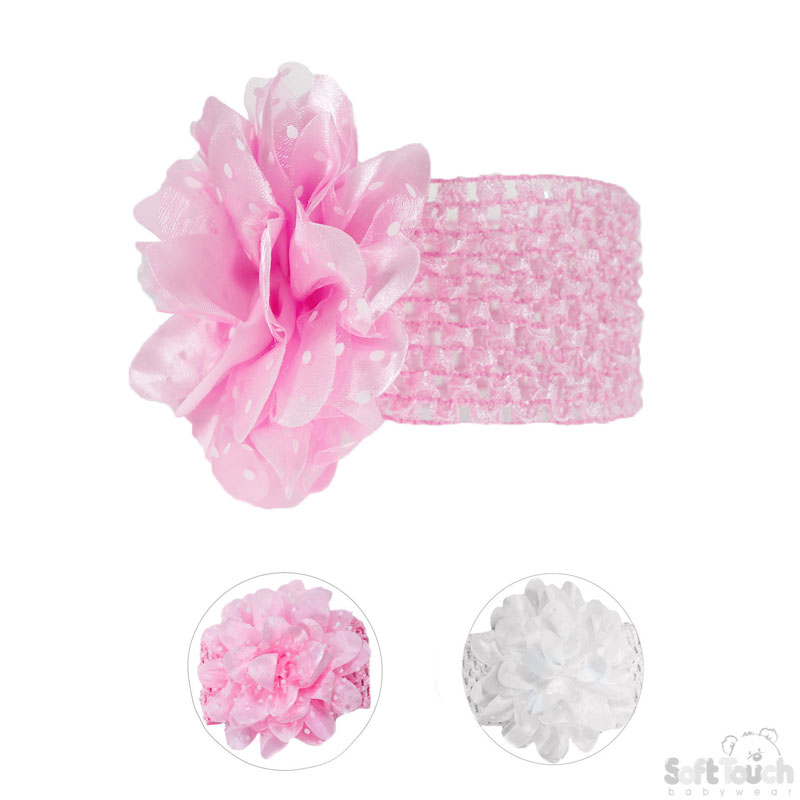 Crochet Headband W/Spotty Flower No. HB80