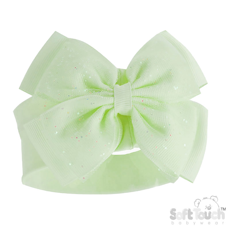 Mint Headband w/Glitter Bow : HB92-MI