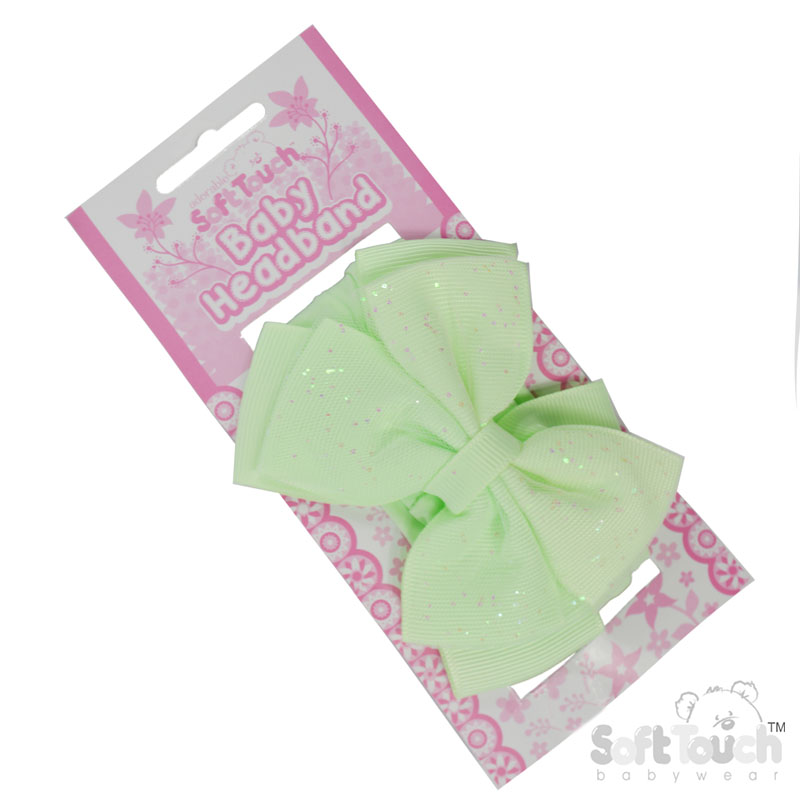 Mint Headband w/Glitter Bow : HB92-MI