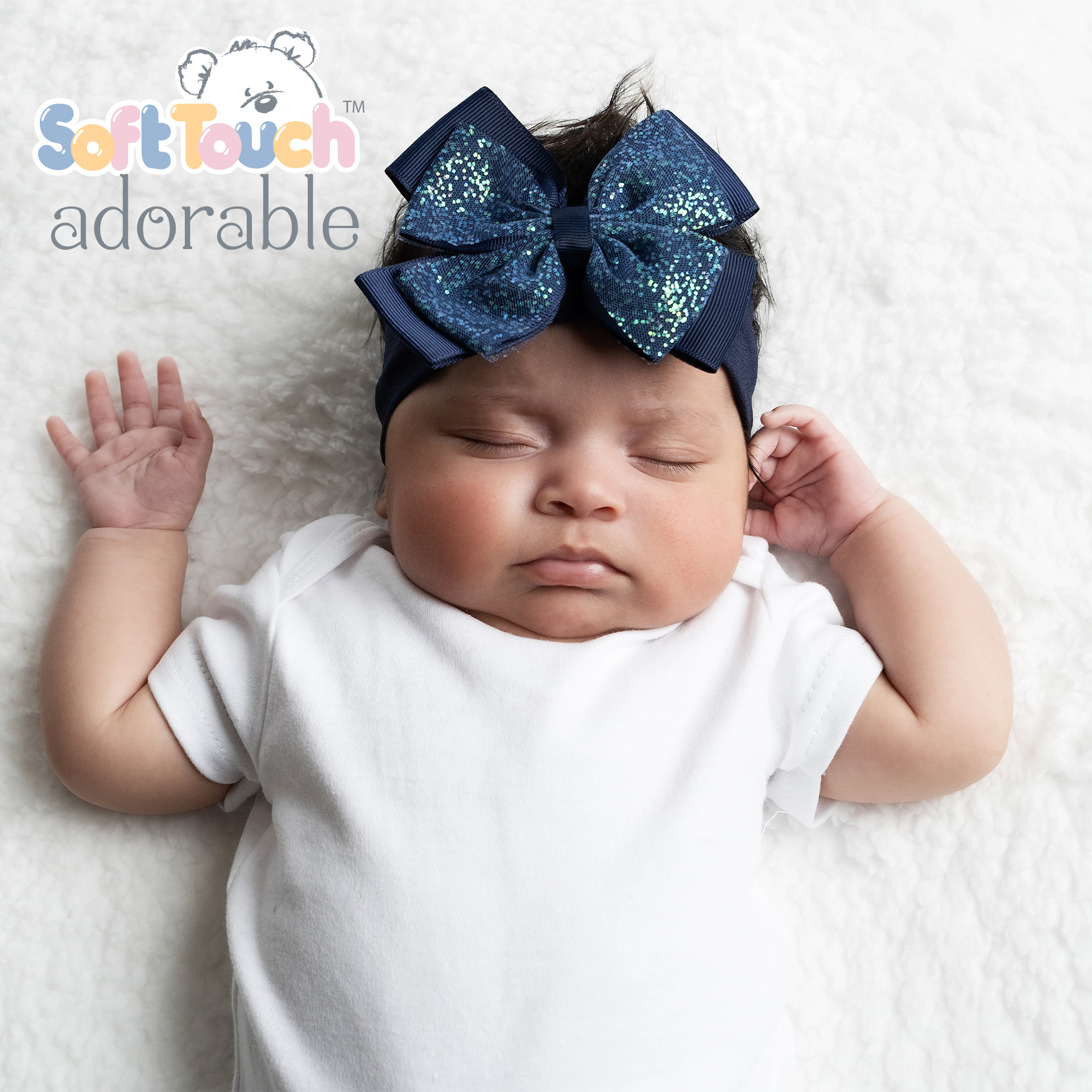 Navy Headband w/Glitter Bow : HB92-N