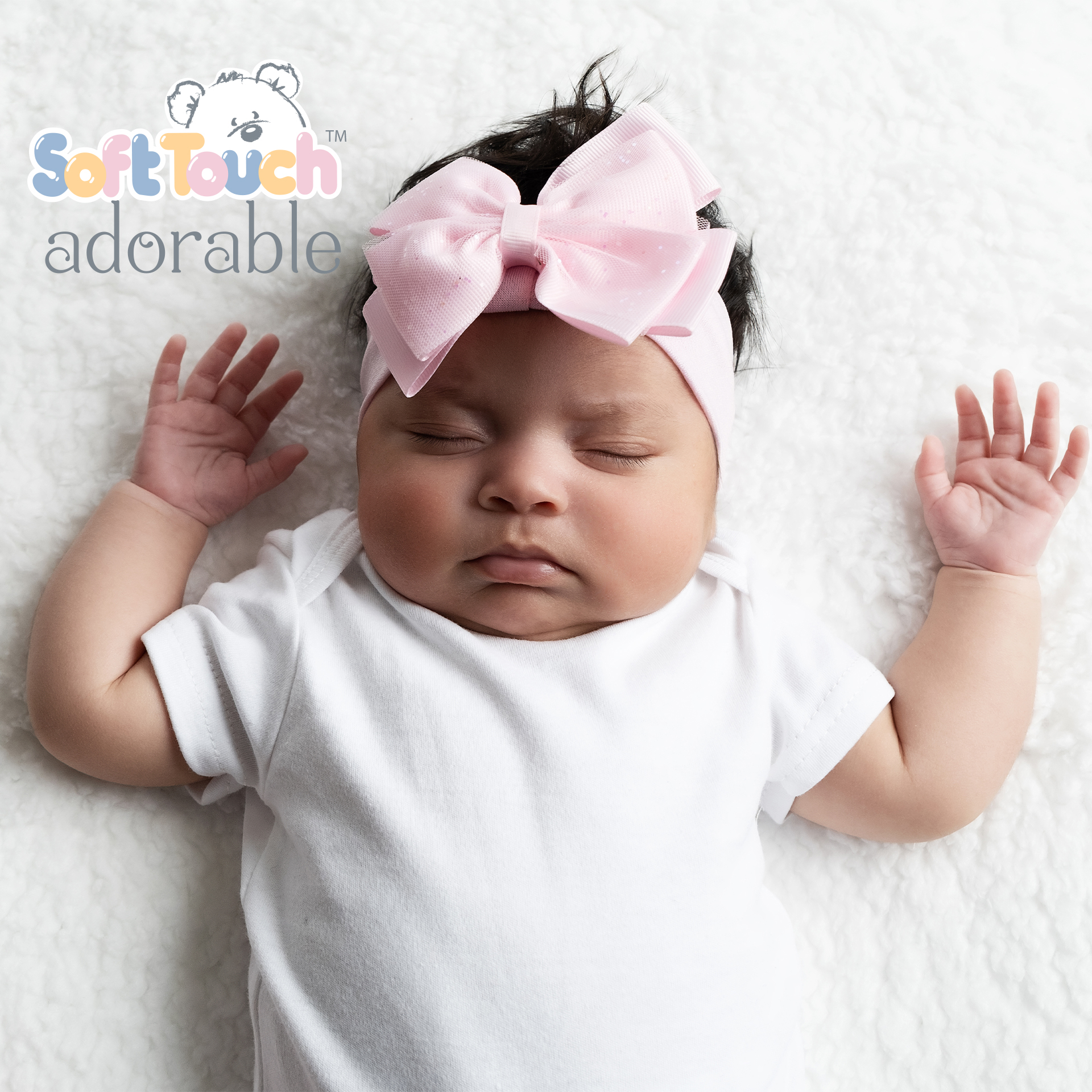 Pink Headband w/Glitter Bow : HB92-P