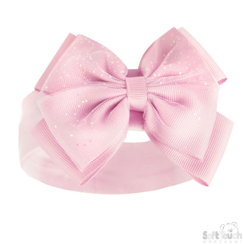 Pink Headband w/Glitter Bow : HB92-P